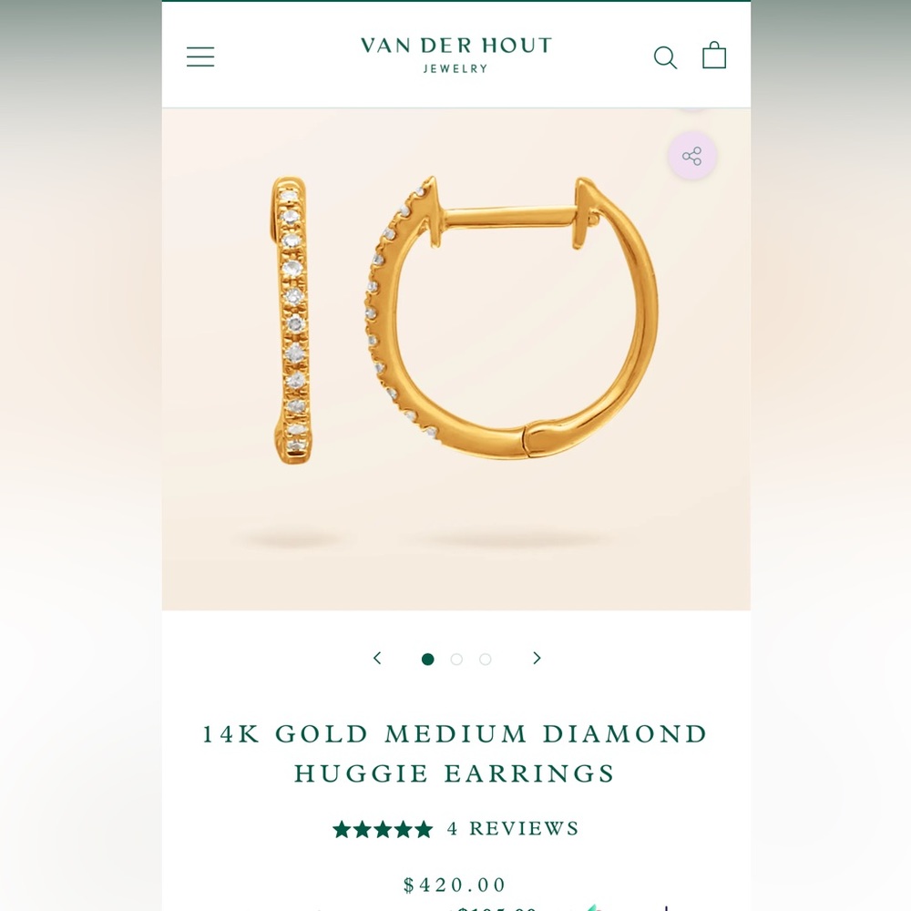 Van Der Hout Jewlery medium diamond huggie hoops